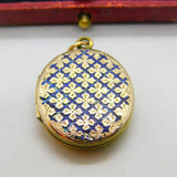 Victorian 9ct Gold Back & Front Sweetheart Locket with Blue Enamel c1880 Antique