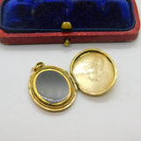 Victorian 9ct Gold Back & Front Sweetheart Locket with Blue Enamel c1880 Antique