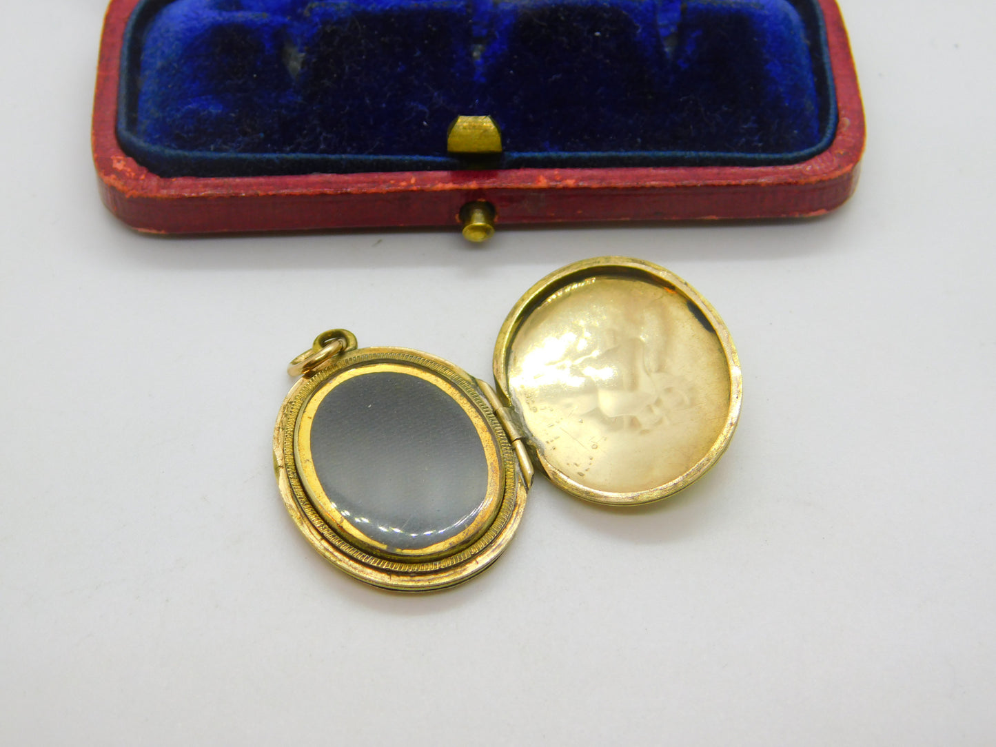 Victorian 9ct Gold Back & Front Sweetheart Locket with Blue Enamel c1880 Antique