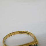 9ct Yellow Gold, Emerald & Diamond Boat Ring Vintage 1990 London