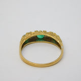 9ct Yellow Gold, Emerald & Diamond Boat Ring Vintage 1990 London