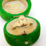 9ct Yellow Gold Irish Claddagh Wedding Ring Vintage c1970 Size J 1/2 UK