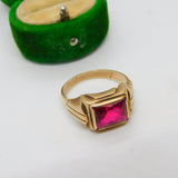 10ct Yellow Gold & 3ct Ruby Signet Ring Vintage c1960