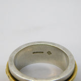 Sterling Silver, Gold & Diamond Set Spinner Ring Vintage 2000 Edinburgh