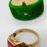 10ct Yellow Gold & 3ct Ruby Signet Ring Vintage c1960