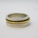 Sterling Silver, Gold & Diamond Set Spinner Ring Vintage 2000 Edinburgh