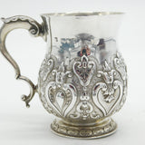Victorian Sterling Silver Floral Repousse Christening Mug Antique 1896 London