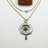 Art Nouveau Sterling Silver, Blue Enamel & Amethyst Lavalier Necklace c1910
