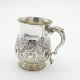 Victorian Sterling Silver Floral Repousse Christening Mug Antique 1896 London