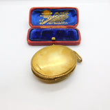 Large Gold on Sterling Silver Nephrite Jade & Marcasite Locket Pendant c1900
