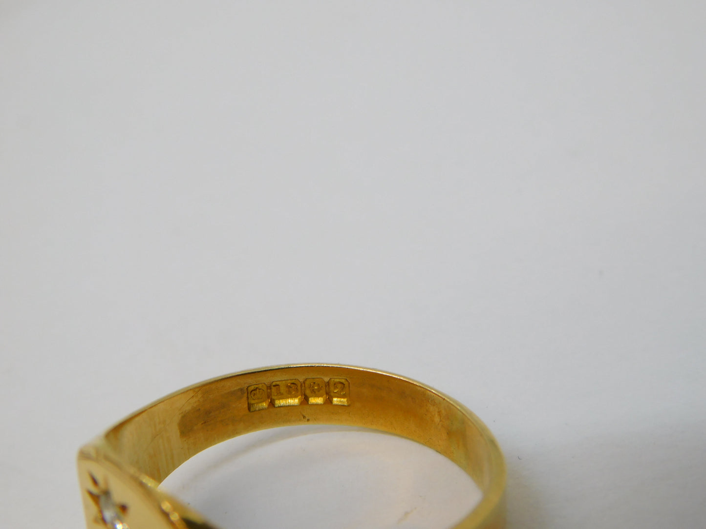 18ct Yellow Gold Star Set Diamond Signet Ring Vintage 1965 Birmingham