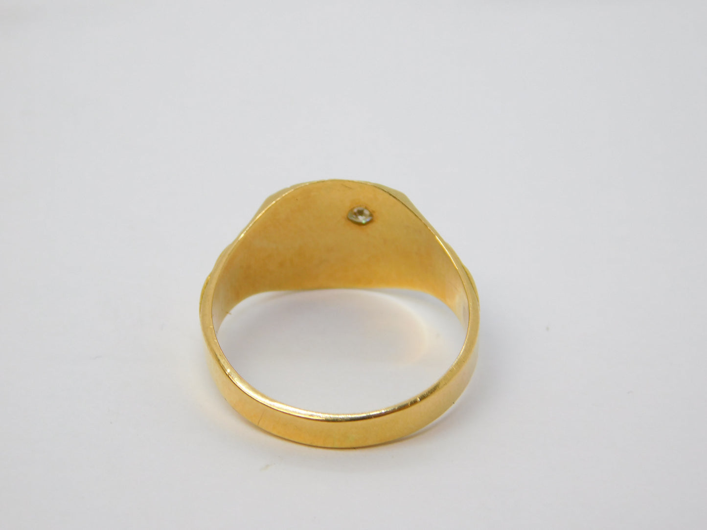 18ct Yellow Gold Star Set Diamond Signet Ring Vintage 1965 Birmingham