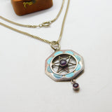 Art Nouveau Sterling Silver, Blue Enamel & Amethyst Lavalier Necklace c1910