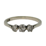 Victorian 18ct White Gold & 0.3ct Three-Stone Diamond Ring Antique c1890
