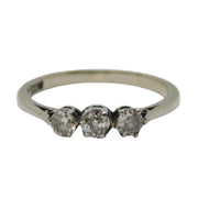 Victorian 18ct White Gold & 0.3ct Three-Stone Diamond Ring Antique c1890