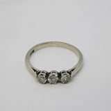Victorian 18ct White Gold & 0.3ct Three-Stone Diamond Ring Antique c1890