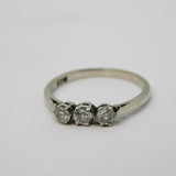Victorian 18ct White Gold & 0.3ct Three-Stone Diamond Ring Antique c1890