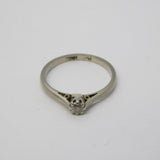 18ct White Gold & 0.1ct Diamond Solitaire Ring Antique c1930 Art Deco