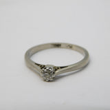 18ct White Gold & 0.1ct Diamond Solitaire Ring Antique c1930 Art Deco
