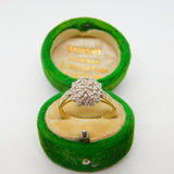9ct Yellow Gold & Diamond Set Floral Cluster Ring Vintage c1970