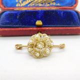 Georgian 9ct Rose Gold & Pearl Set Woven Flower Mourning Brooch c1820 Antique
