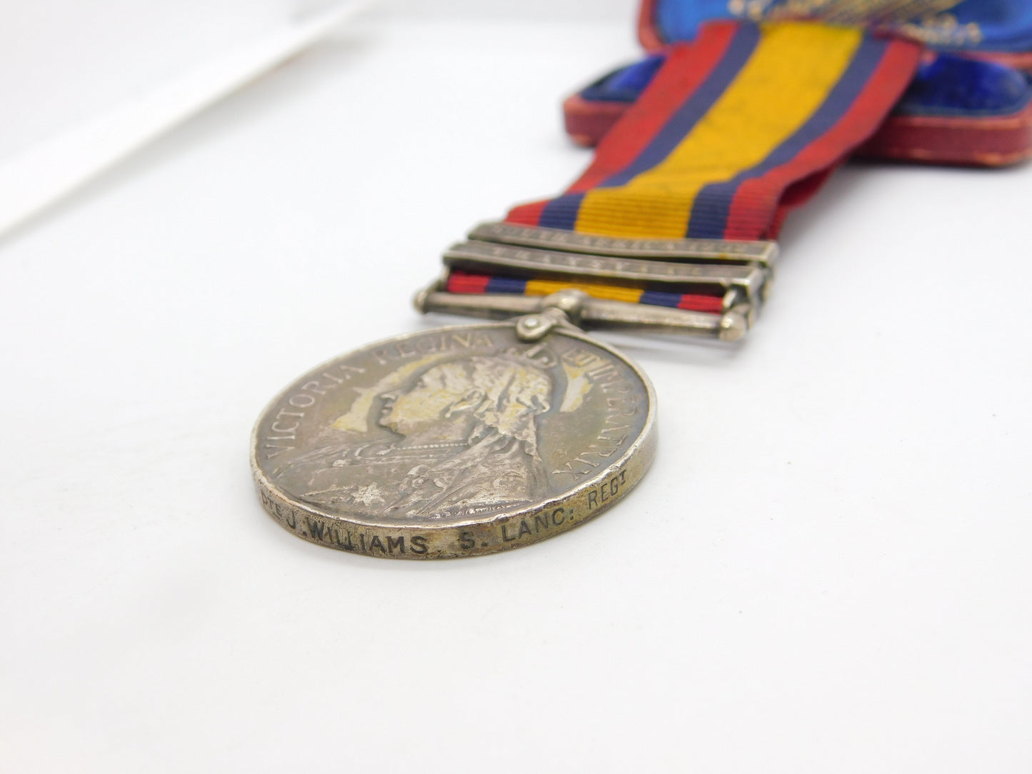 Silver Boer War Queen's South Africa Medal 'PTE Williams, S. Lanc. Regiment'