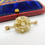Georgian 9ct Rose Gold & Pearl Set Woven Flower Mourning Brooch c1820 Antique