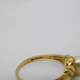 9ct Yellow Gold & Simulated Pearl Set Dress Ring Vintage c1990 Birmingham