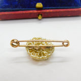 Georgian 9ct Rose Gold & Pearl Set Woven Flower Mourning Brooch c1820 Antique