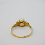 9ct Yellow Gold & Simulated Pearl Set Dress Ring Vintage c1990 Birmingham