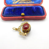 9ct Gold Bloodstone, Carnelian, Onyx Spinner Fob Pendant Vintage c1990