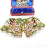 Art Nouveau Victorian Gilt Metal Colourful Enamel Floral Nurses Buckle c1860