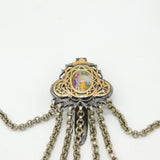 Georgian 15ct Gold, Cut Steel & Painted Porcelain Sewing Chatelaine Antique 1820