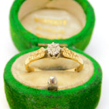 Edwardian 18ct Yellow Gold & Diamond Solitaire Ring Antique c1910