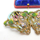 Art Nouveau Victorian Gilt Metal Colourful Enamel Floral Nurses Buckle c1860