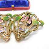 Art Nouveau Victorian Gilt Metal Colourful Enamel Floral Nurses Buckle c1860