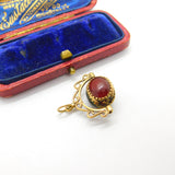 9ct Gold Bloodstone, Carnelian, Onyx Spinner Fob Pendant Vintage c1990