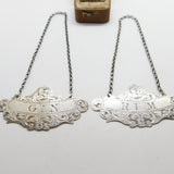Pair of Victorian Sterling Silver Rum & Gin Decanter Labels 1858 Birmingham