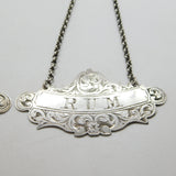 Pair of Victorian Sterling Silver Rum & Gin Decanter Labels 1858 Birmingham