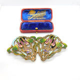 Art Nouveau Victorian Gilt Metal Colourful Enamel Floral Nurses Buckle c1860