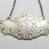 Pair of Victorian Sterling Silver Rum & Gin Decanter Labels 1858 Birmingham
