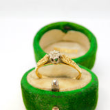 Edwardian 18ct Yellow Gold & Diamond Solitaire Ring Antique c1910