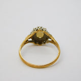 9ct Yellow Gold, Opal & Diamond Floral Cluster Ring Vintage c1970 London