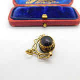 9ct Gold Bloodstone, Carnelian, Onyx Spinner Fob Pendant Vintage c1990
