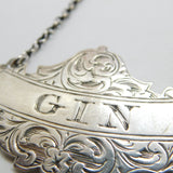 Pair of Victorian Sterling Silver Rum & Gin Decanter Labels 1858 Birmingham