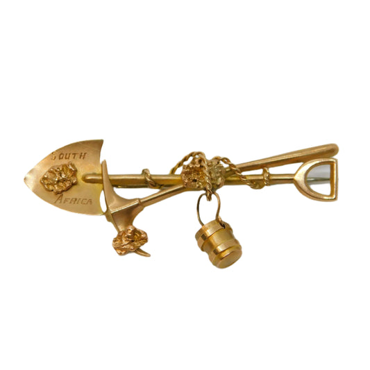 Victorian 9ct Gold South African Miner's Souvenir Brooch Antique 1897 Birmingham