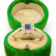 Edwardian 9ct Gold & Platinum Set Sapphire & Spinel Cluster Ring Antique c1910