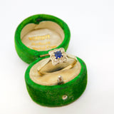 Edwardian 9ct Gold & Platinum Set Sapphire & Spinel Cluster Ring Antique c1910