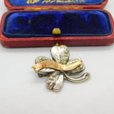WW1 Silver & Rose Gold Shamrock Sweetheart Brooch 'Ypres' Antique 1918 c
