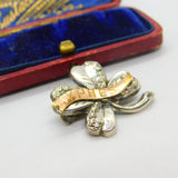 WW1 Silver & Rose Gold Shamrock Sweetheart Brooch 'Ypres' Antique 1918 c